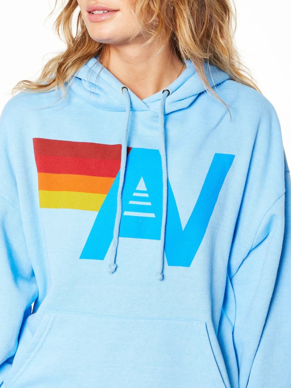 Aviator Nation Relaxed Fit Logo Hoodie in Sky - size xsmall